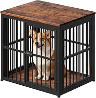 Vista 6 de Lyromix Mueble de jaula para perros de 27 pulgadas con 3 puertas, mesa auxiliar de jaula de madera resistente jaula interior para cachorros