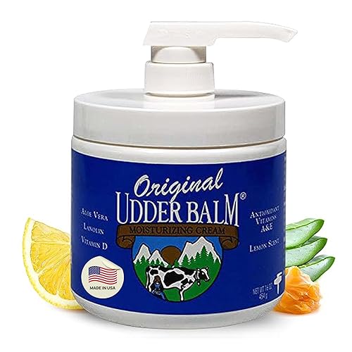 Miniatura 1 de Original Udder Balm (No crema o loción hidratante corporal y calmante para piel seca, agrietada, escamosa y áspera, frasco de bomba de 16 onzas,