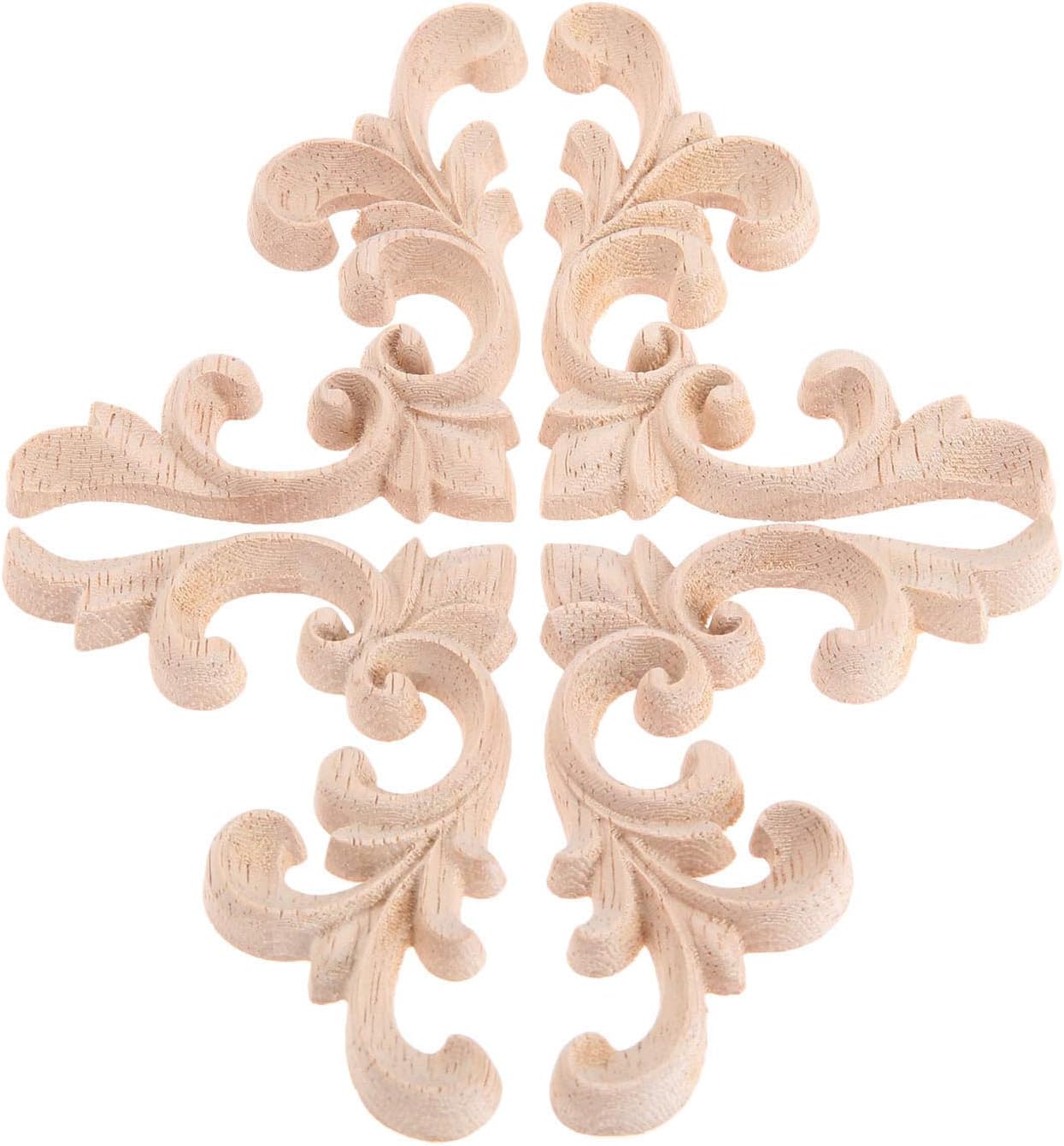 Elegant Carved Wood Corner Onlay Appliques, 2-Piece Set
