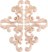 Vista 7 de MUXSAM Apliques decorativos de madera, 2 pares de flores talladas de madera sin pintar para armarios, cofres, espejos, cajas, puertas, paredes