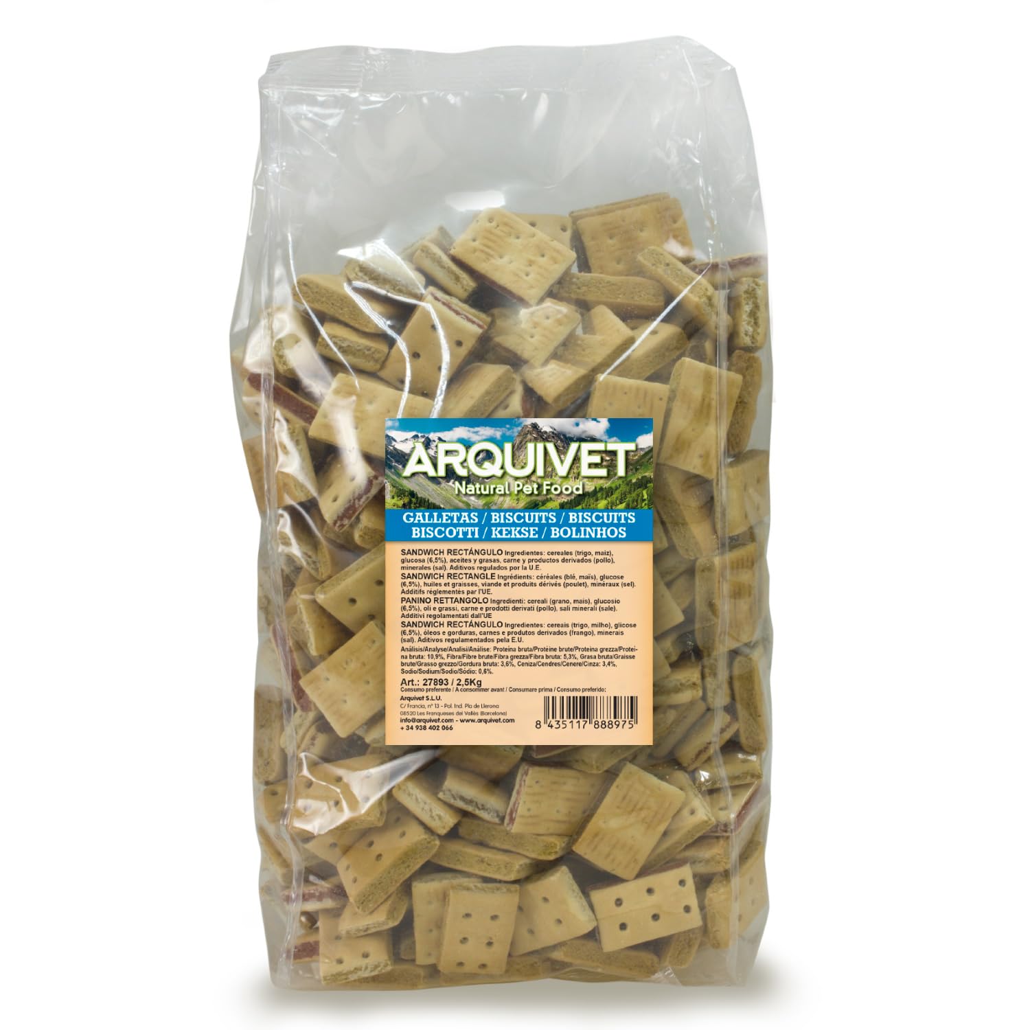 Arquivet, Biscuits, Dog Biscuits, Rectangle Sandwich, 1 kg