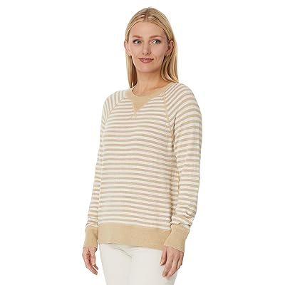 L.L.Bean Organic Cotton Slub Crew Neck Sweatshirt Sweater Stripe Women