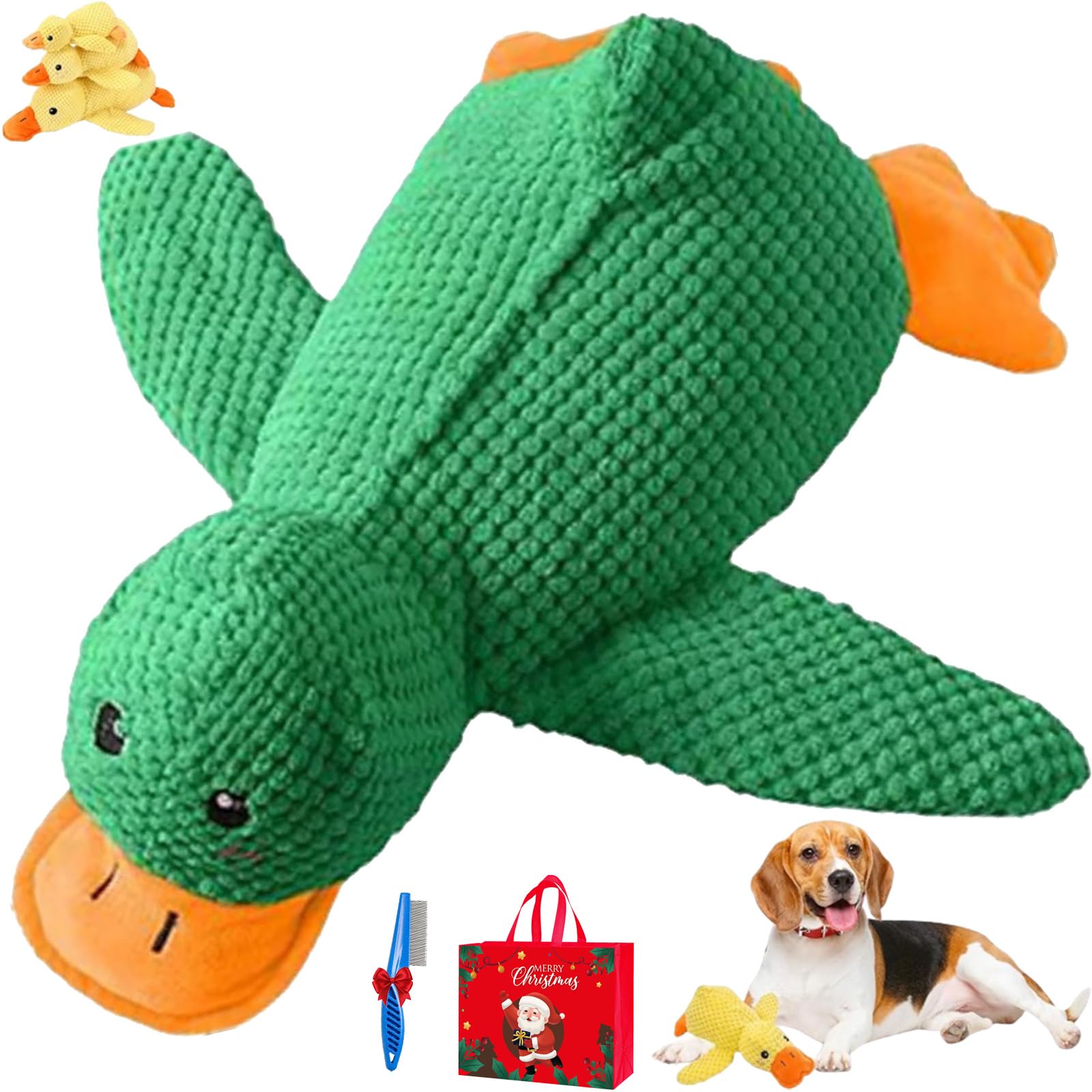 2026 New Paw Love Calming Duck, Pawlove Interactive Plush Duck, Calming Quack Ducks Toys for Dogs Boredom, Soft Stuff Pet Chew Toy,Bright Yellow Anxiety Dog Doll,for Indoor Puppy Small Dog (Green, S)