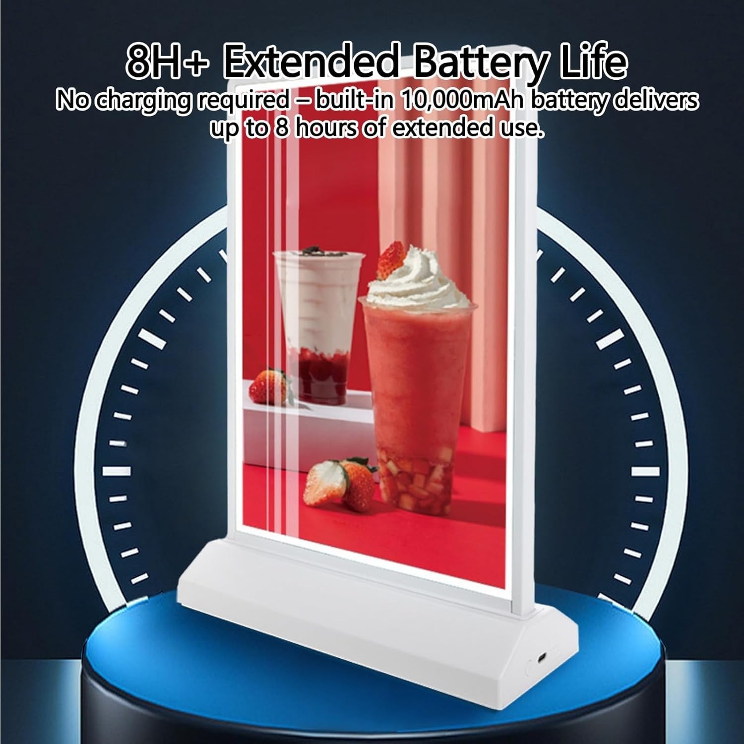 Display For Segnaletica Digitale, Pannello Luminoso LED Ricaricabile A4/A5, Espositore For Menu Da Tavolo, Espositore For Poster Illuminato Bifacciale, For Ristoranti, Bar, Negozi, Caffè(Black,A4)