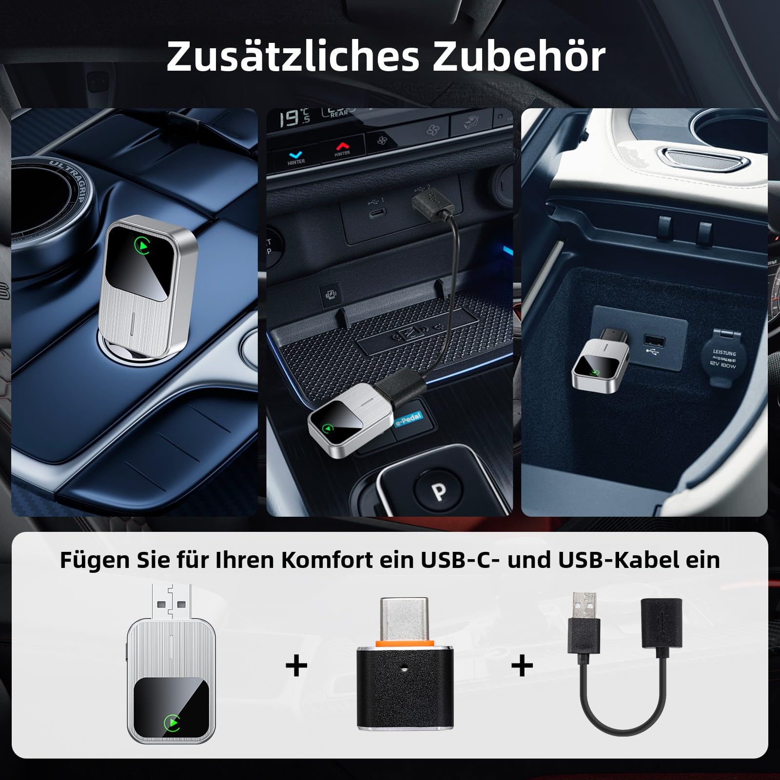 Wireless CarPlay Adapter für iPhone,Plug & Play, schnelle & stabile Verbindung, kompatibel mit Autos ab 2016, mit Reset-Taste (nur iOS)
