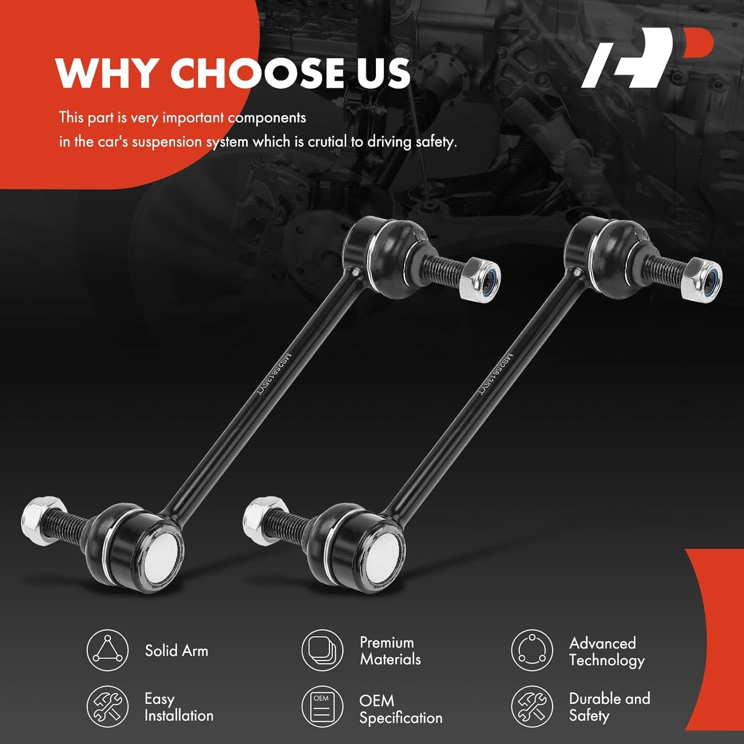 A-Premium 2 x Rear Sway Bar Links Stabilizer Bar Links, Compatible with Jeep Renegade 2015-2023, Compass 2017-2023 & Fiat 500X 2016-2023 & Dodge Hornet 2023