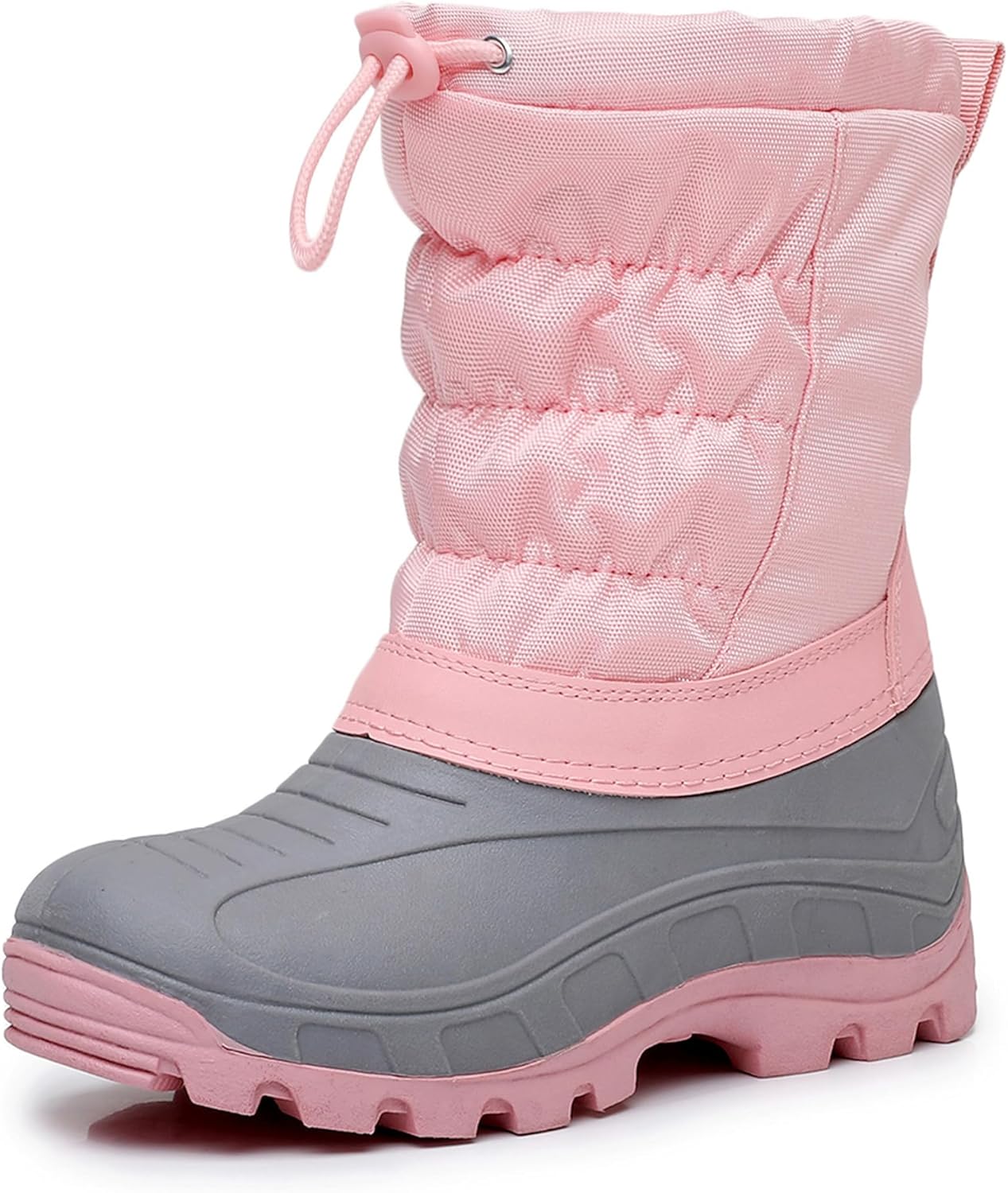 Apakowa Boys Girls Winter Snow Boots – Waterproof Insulated Cold Weather Boots with Side Zipper, Drawstring Closure & Anti-Slip Sole