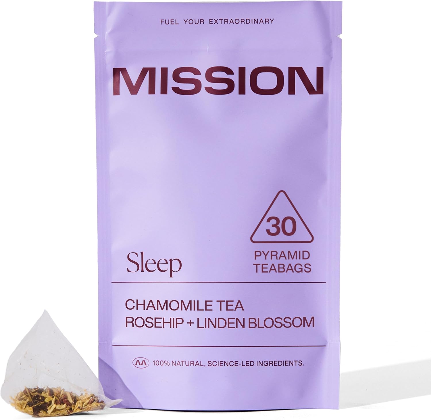 MISSION – Sleep Tea – Herbal Tea with Chamomile & Linden Blossom – Promote Restful Sleep – 30 Pyramid Tea Bags