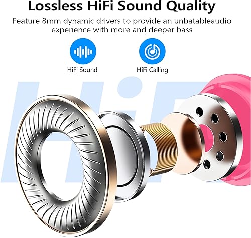 Miniatura 8 de Kurdene - Auriculares inalámbricos con Bluetooth, con funda de carga, sonido inmersivo, IPX8, impermeables, deportivos, mini auriculares, control