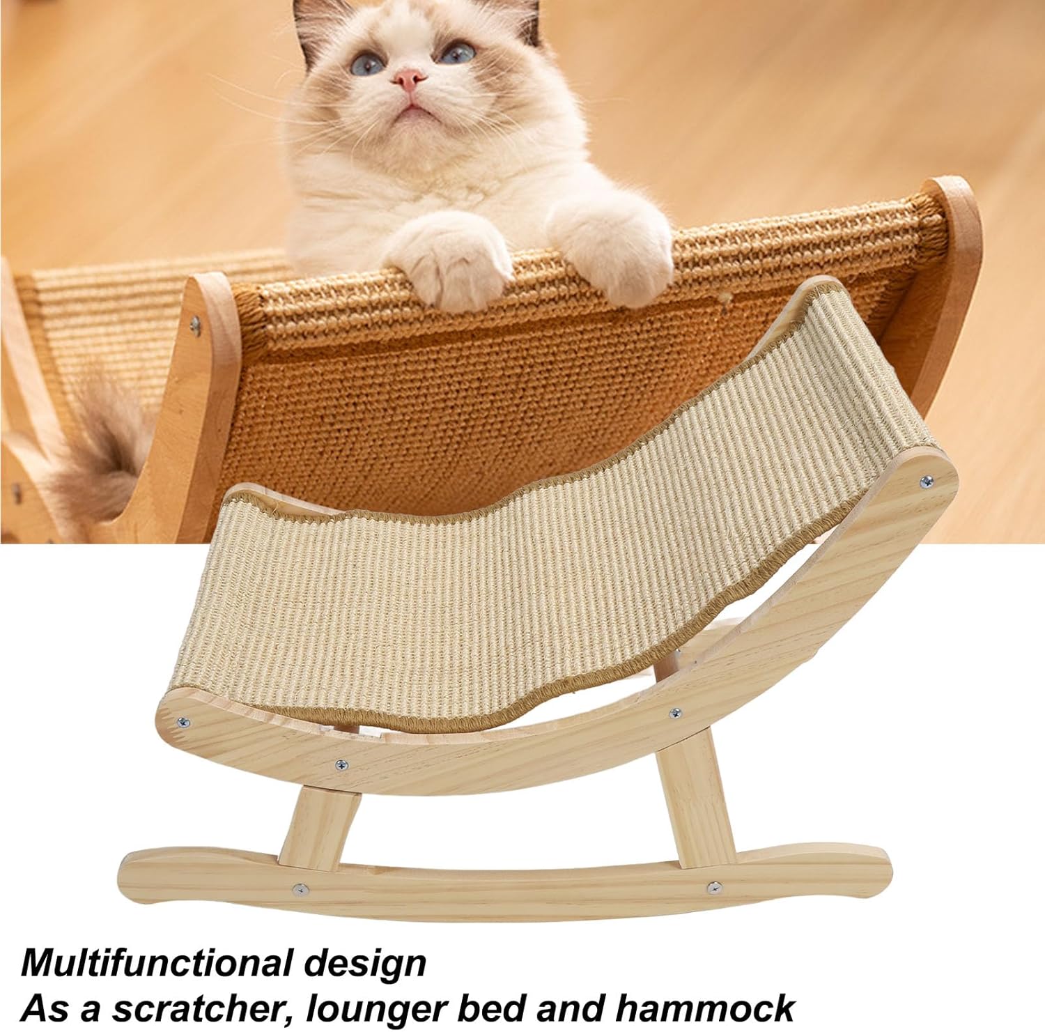 Cat Scratcher, Cat Scratcher Bed Sisal Chair Scratch Resistant Stable Anti Slip Easy Assembly Comfort Lounger Furniture for Indoor Felines Daily Rest
