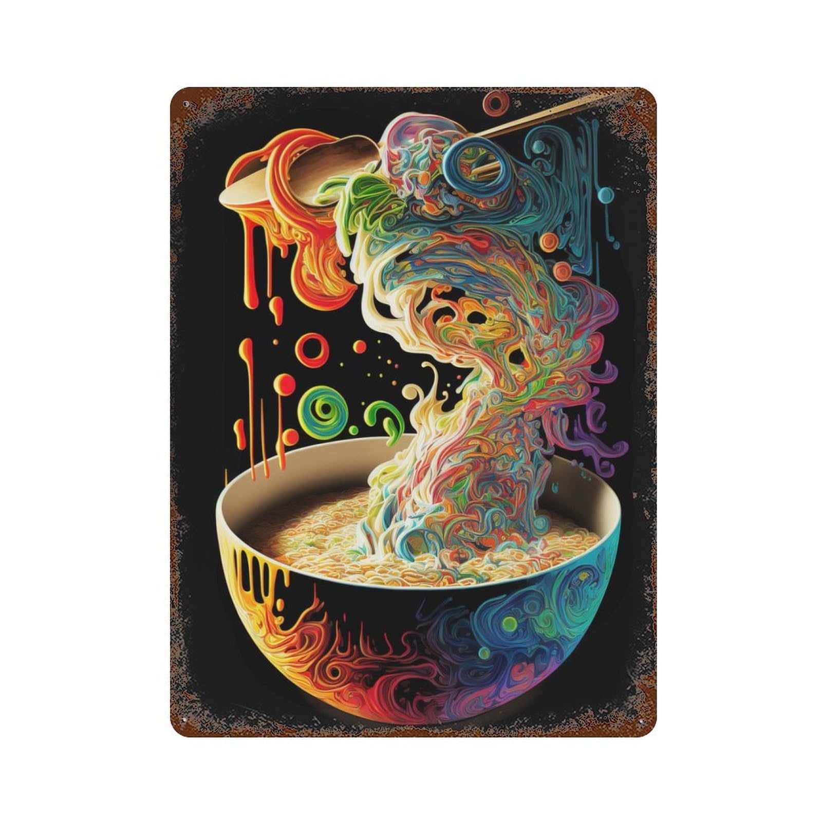 Ramen Japan Food Vintage Wall Sign 15.7"x11.8", Rust Effect Metal Decor for Cafe, Home Bar And Lounge Decor