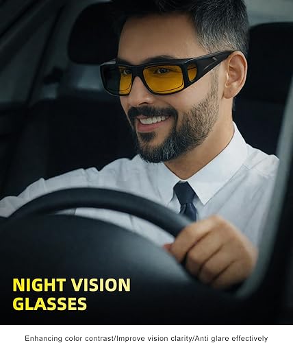 Miniatura 2 de Anti-Glare Night-Driving Glasses Fit-Over-Glasses Night Vision Glasses for Men Wrap-Around Glasses for Women