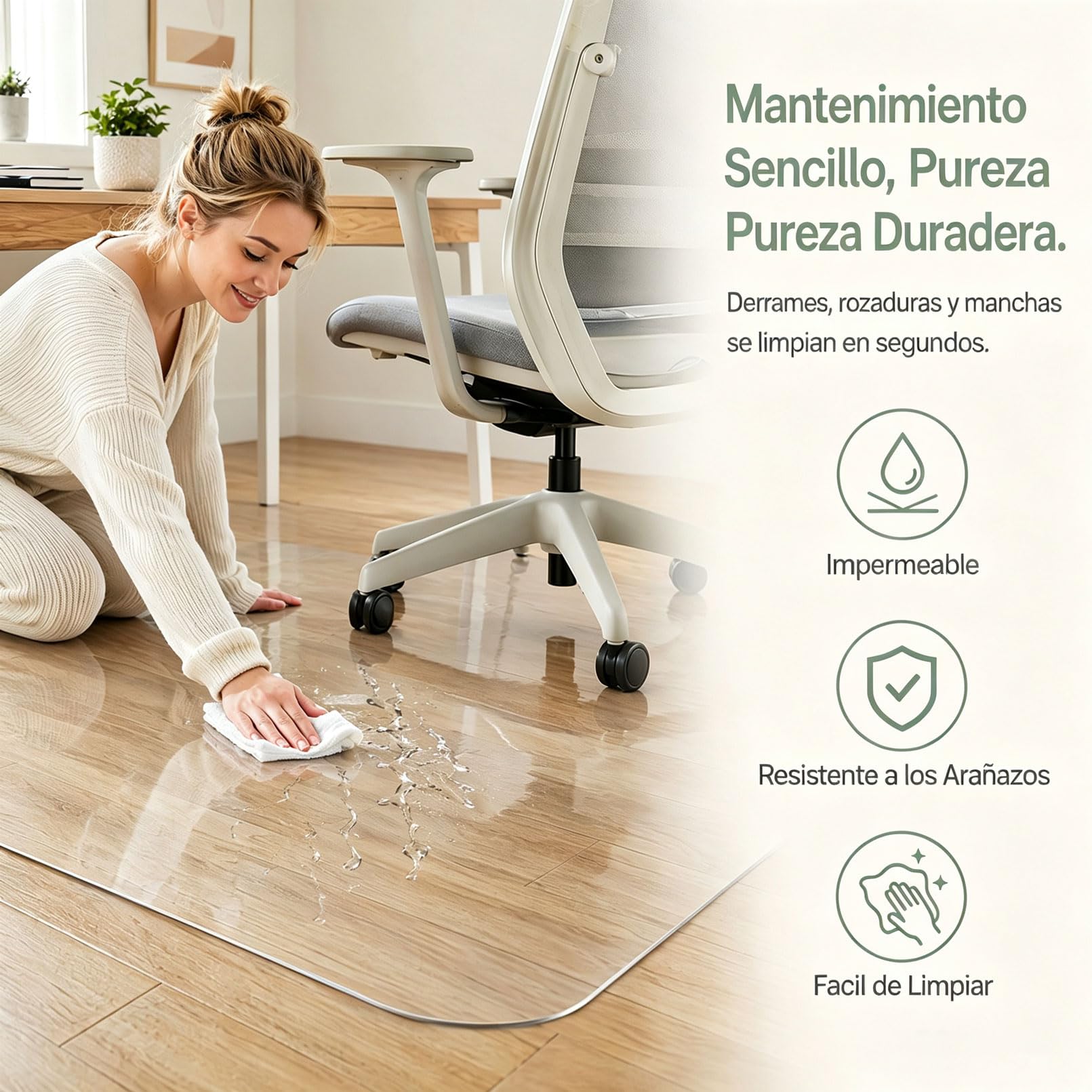 Tapete PVC Transparente Protector Parquet 45x120cm 1,5 mm Alfombrilla Antideslizante Silla Oficina con Ruedas Antiarañazos