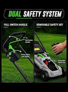 40V Cordless Lawn Mower, 16-Inch Brushless Electric Push Mower with 4.0Ah Battery & Charger, 2-in-1 Mulching and Bagging, 5-Position Height Adjustment, Lightweight Foldable Design, Green