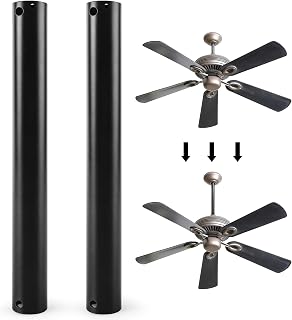 Ceiling Fan Downrod, 12 Inch Black Ceiling Fan Extension Downrod, 1 Inch Diameter Universal Downrod for Ceiling Fan, Not Threaded (2, black)