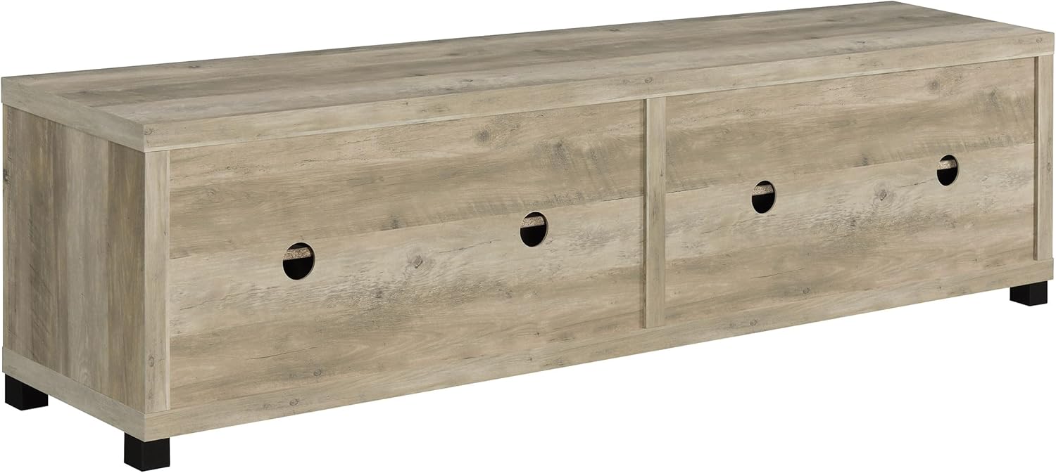 Coaster Home Furnishings - Sachin - Engineered Wood - 79-Inch 4-Door TV Stand with Glass Doors, Adjustable Shelves - Living Room - Distressed Pine - 736283