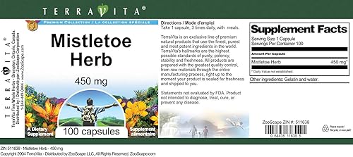 Miniatura 3 de Terravita Hierba de muérdago - 450 mg (100 Cápsulas, ZIN 511638) - Paquete de 3
