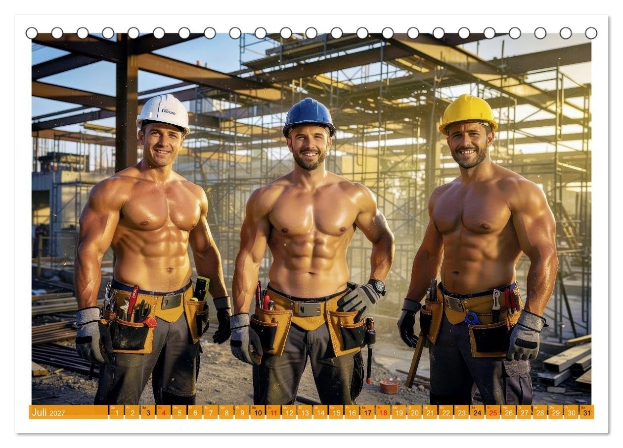 Sexy - Männer vom Bau (Tischkalender 2027 DIN A5 quer), CALVENDO Monatskalender: Schweiß, Stahl und Selbstbewusstsein treffen auf Humor und echte Persönlichkeit. (CALVENDO Erotik)