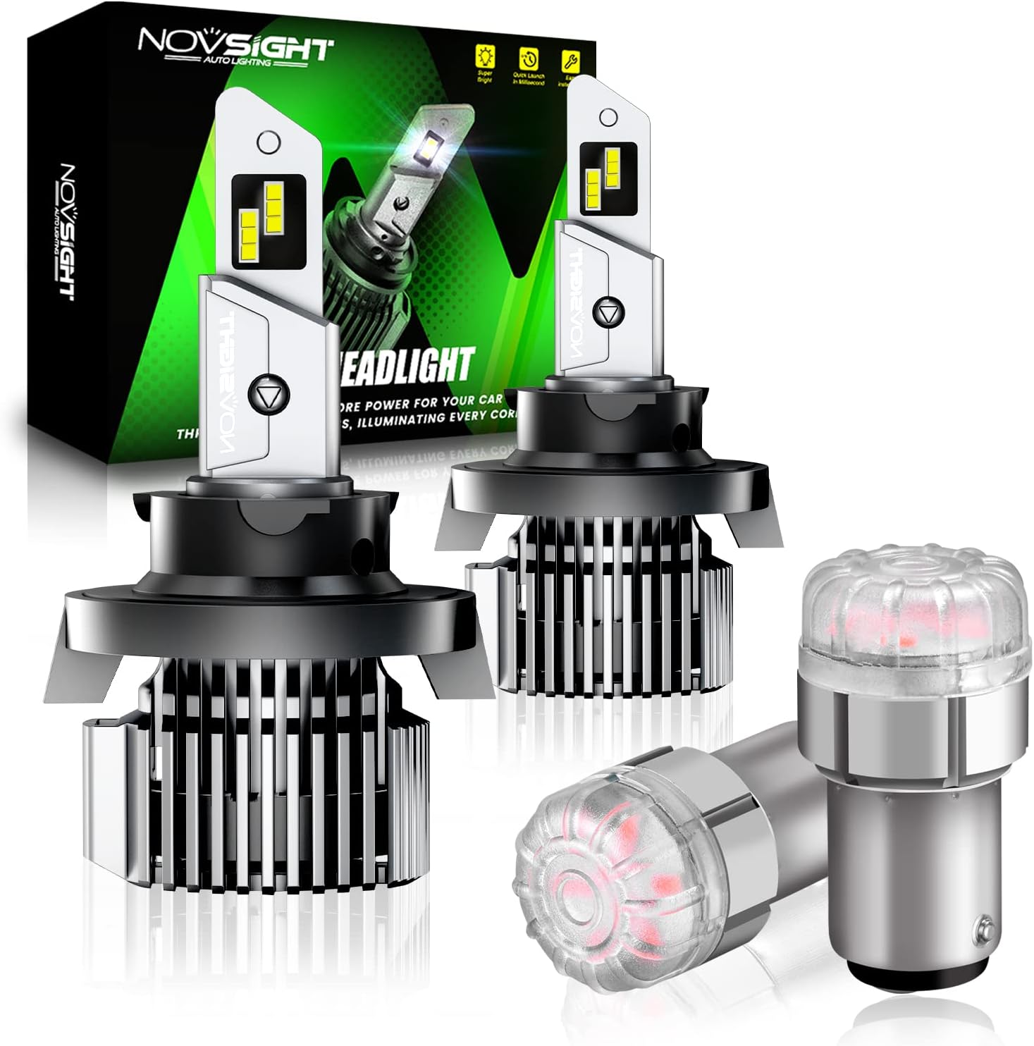 NOVSIGHT H13/9008 LED Headlight Bulbs 1157 LED Brake Light