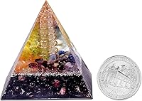 Vista 37 de Rockcloud Healing Crystal Gold Wire Orgone Pyramid Stone Figurine Energy Generator for Meditation Reiki Balancing, Rose Quartz