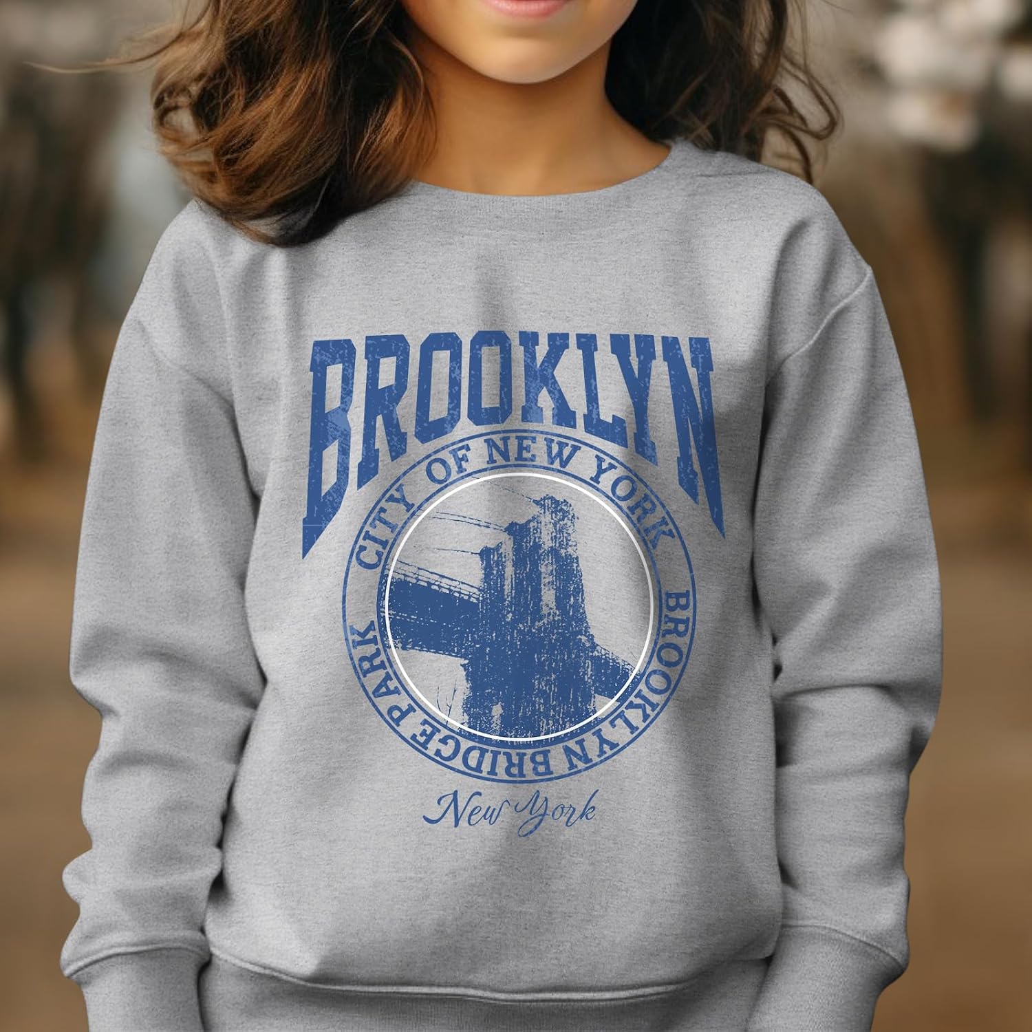 Pairxily Girls Graphic Crewneck Sweatshirts New York Letter Printed Drop Shoulder Pullover Vintage Long Sleeve Casual Tops