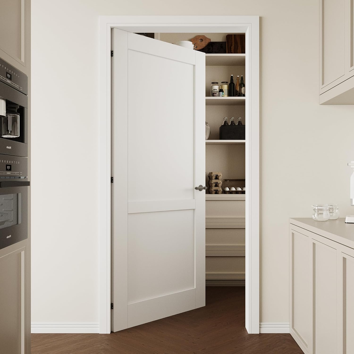 36''x80'' 2-Panel Solid Core Interior Door Slab Shaker, Pre-Built Panel for Barn Door, Pocket Doors, French Doors, for Pantry, Bedroom, Closet, Laundry & Bathroom, White Prefinish&Paintable
