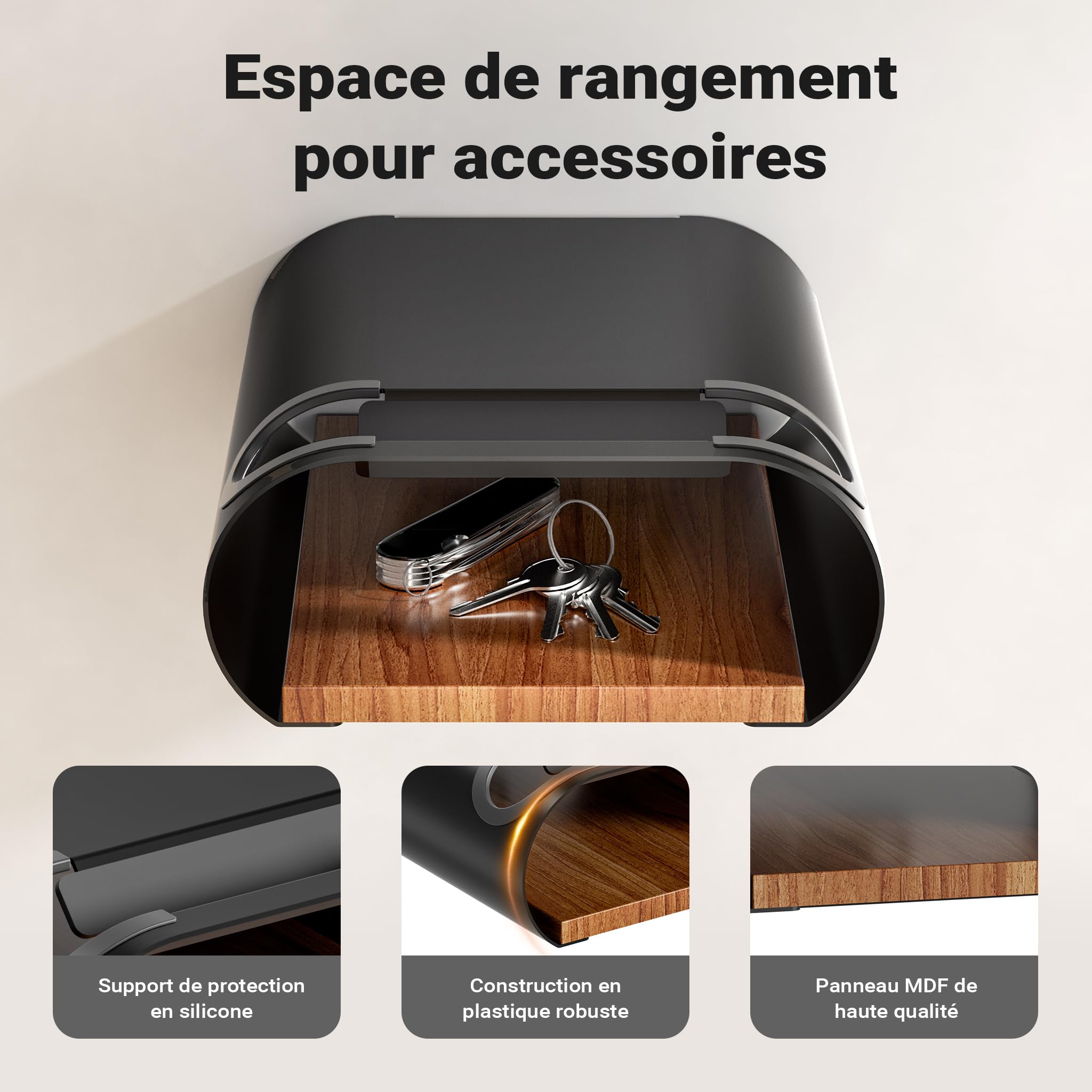 WilTec Support Mural pour vélo 25,6 x 30 x 11,4 cm jusqu'à 25 kg, Support Universel pour Bicyclette, Suspension de vélocipède Ø 55 mm Tube supérieur & 500 mm Largeur du Guidon