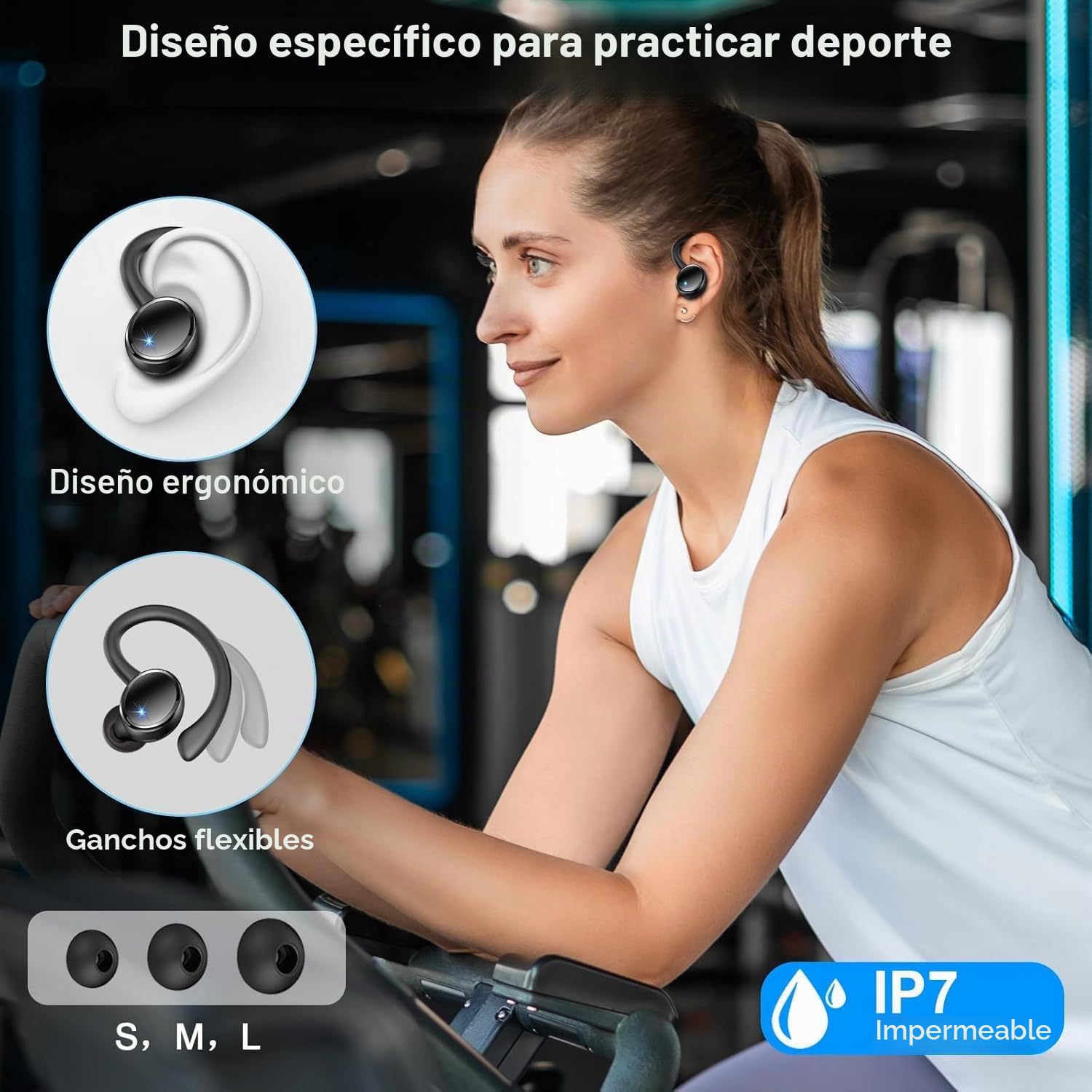 Rolosar Auriculares Inalámbricos Bluetooth 5.4 HiFi Estéreo, 50H de Reproducción Cascos Bluetooth con Cancelacion Ruido ENC, Pantalla LED/IP7 Impermeable/para Running