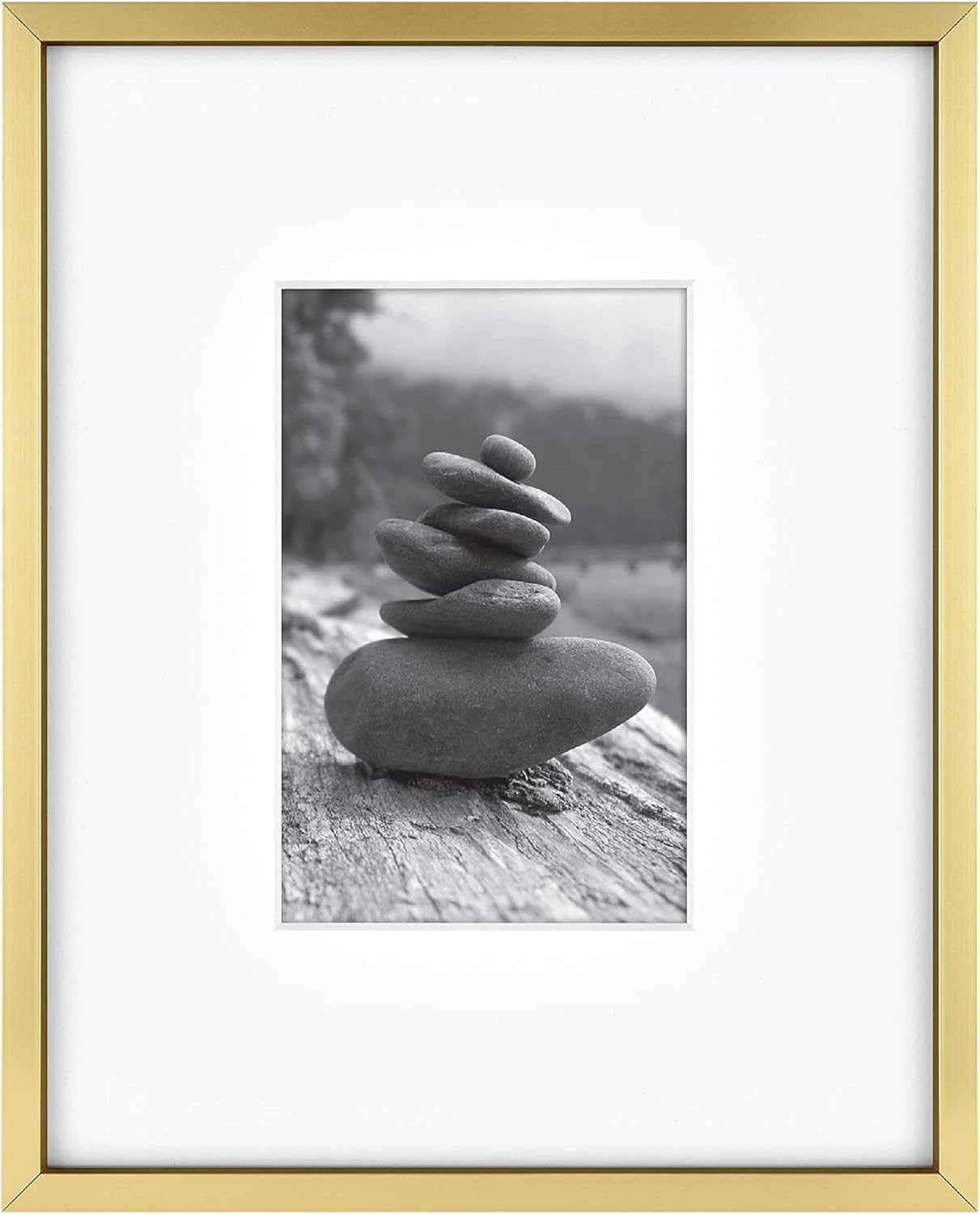 MCS Master & Co. Foundry Metal 8x10 Matted Picture Frame with 4x6 Photo Display, Brass Vertical & Horizontal Wall Hanging Frame for Photos & Artwork (1-Pack)