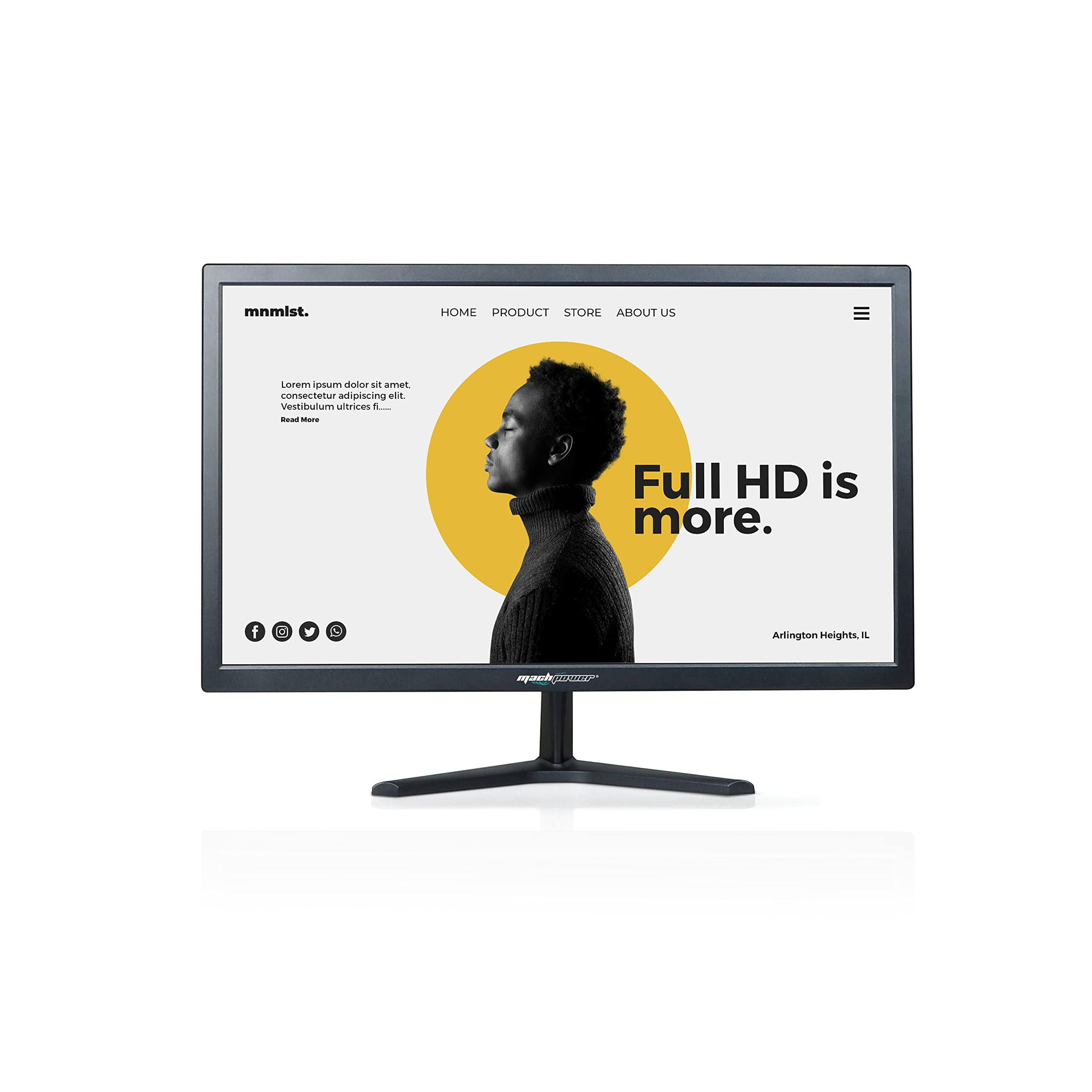"Mach Power Monitor LED 24" Full HD TN 75Hz, HDMI/VGA, Tempo di Risposta Rapido, Ideale per Casa, Ufficio e Gaming (EB-FM24TN)"