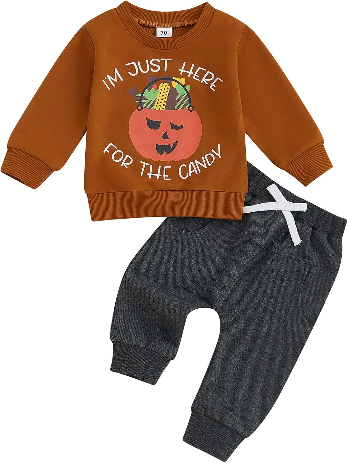 LAGKIYOJ Toddler Boy Halloween Outfit Pumpkin Letter Print