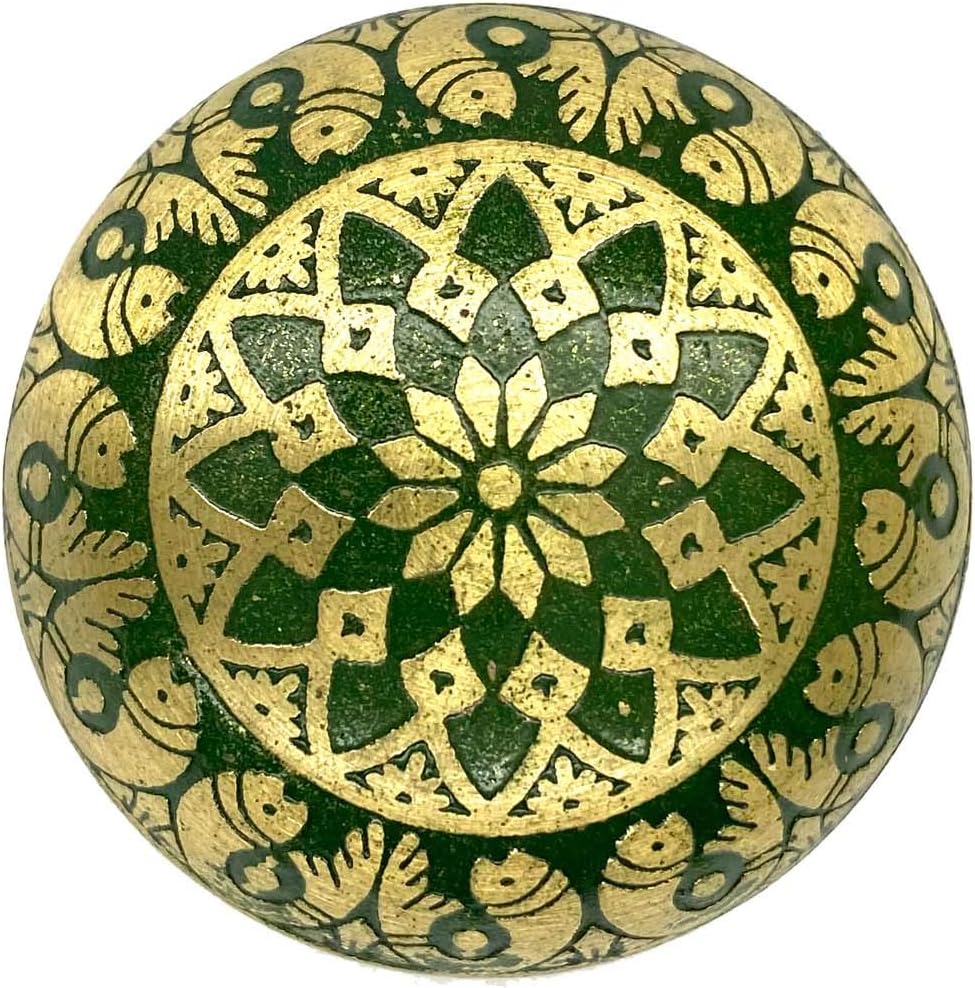 SHWETAILBrass Knobs for Cabinets and Cupboards (36mm, Brass) -Pack of 8 (Mughal Dome Art)