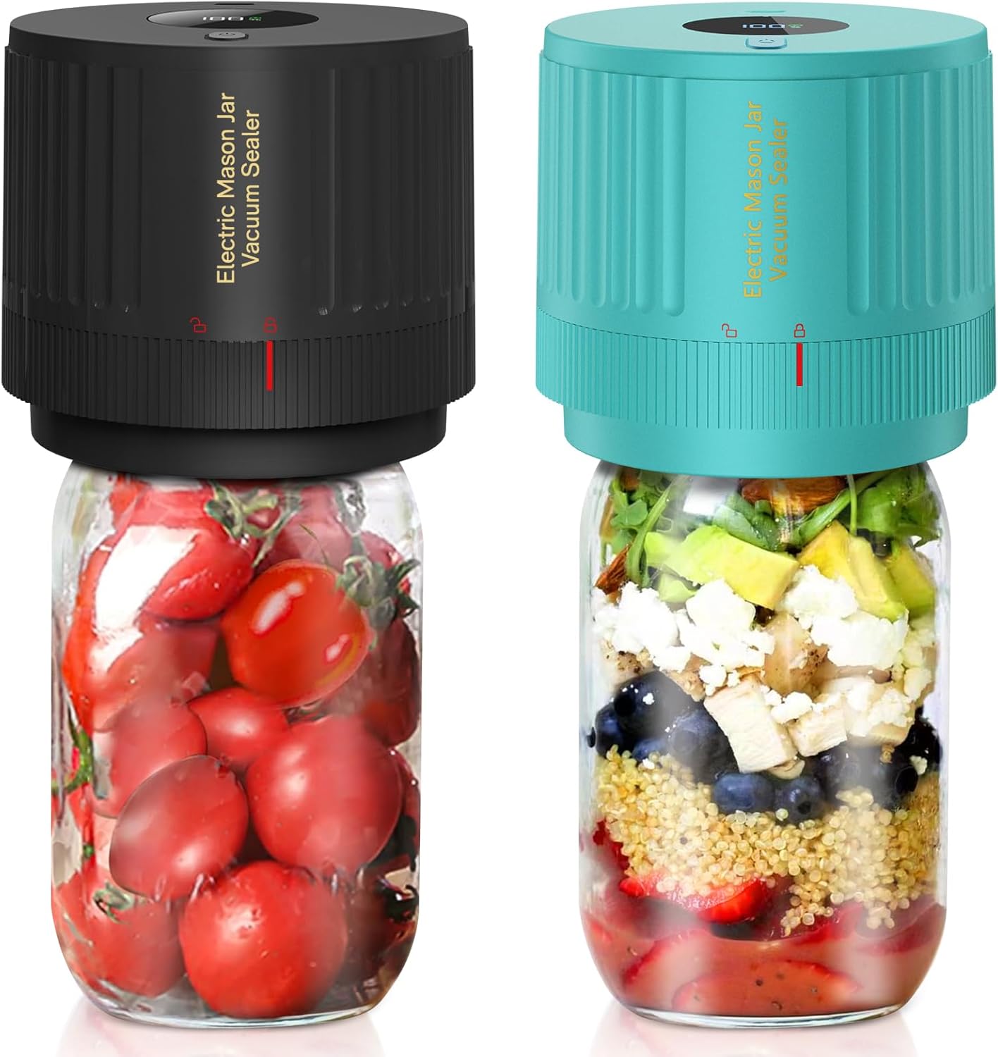 LOVE MOMENT Electric Mason Jar Vacuum Sealer Kit Black & Green