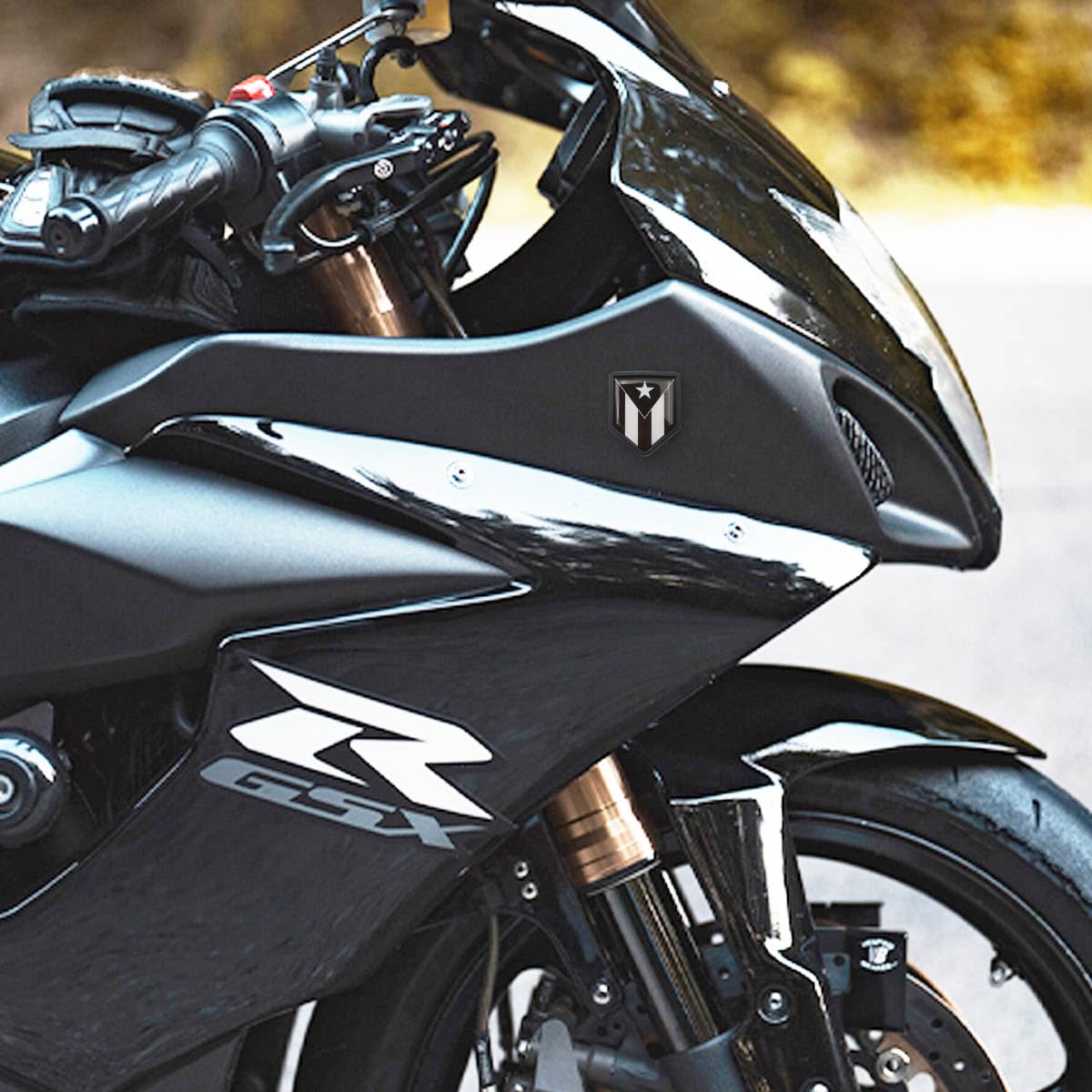 Newperlite Black Puerto Rico Flag Decal Sticker Car Emblem Puerto Rican Flag Car Decoration Accessories Shield for Truck — view 4