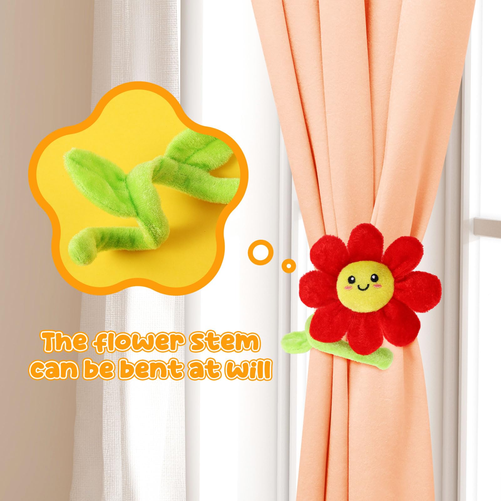 18 pezzi di peluche a forma di fiore sorridente farcito steli pieghevoli peluche morbido floreale 32 cm per laurea 2025 festa della mamma San Valentino ragazza, fidanzata, moglie, famiglia e