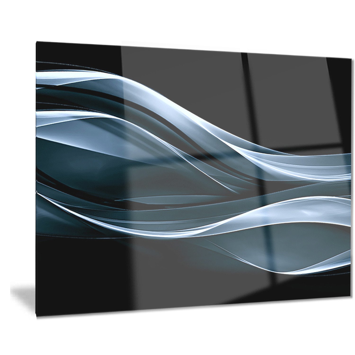 Designart Fractal Lines Blue in Black-Abstract Digital Art Metal Wall Art-MT8009-40x30, 30'' H x 40'' W x 1'' D 1P