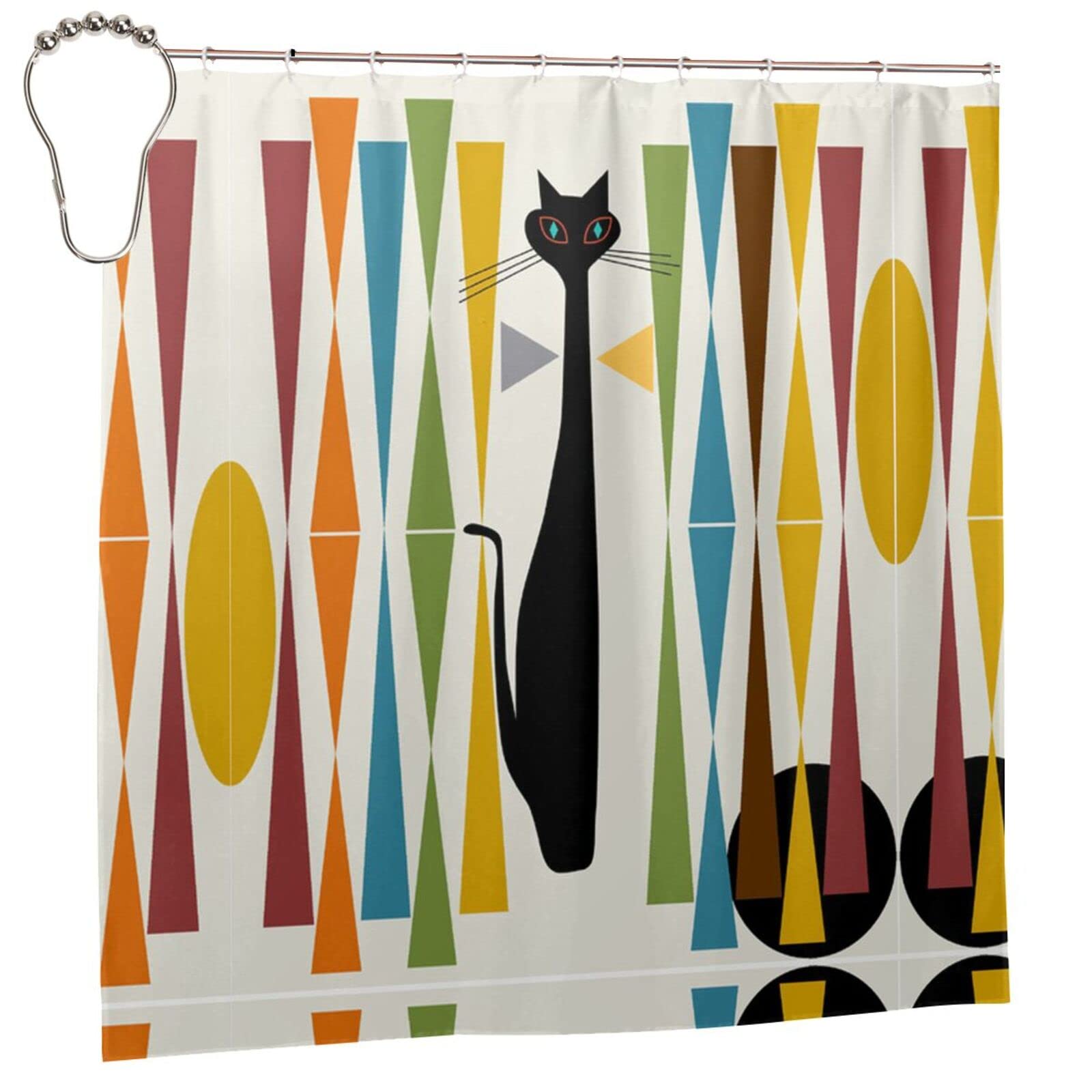 Rideau de douche chat vintage pour transformer l'ambiance de la salle de bain familiale