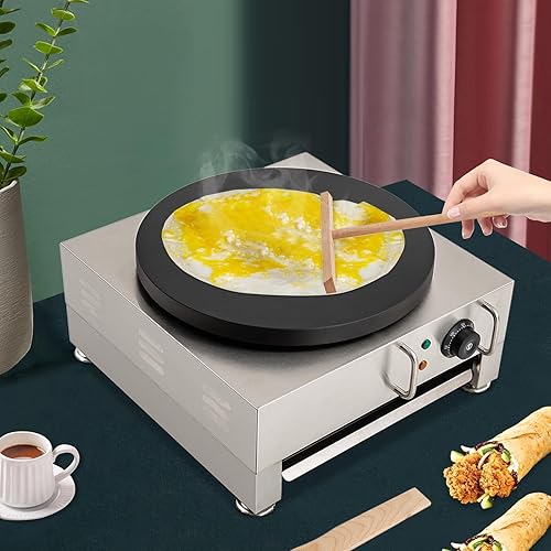 Miniatura 8 de Máquina eléctrica de crepé, máquina de panqueques de 16 pulgadas, 2200 W, antiadherente, acero inoxidable, máquina de panqueques eléctrica para