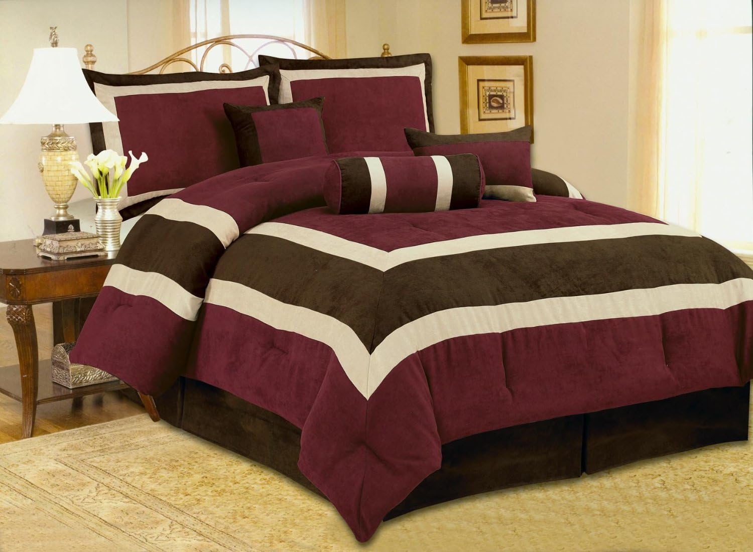 OctoRose Micro Suede Comforter Set (King 101x86, Black)
