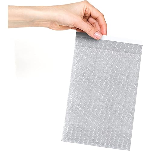 Shipping Bubble Bag, 4 x 7.5 Inches. 25 Pack Clear Bags for Packaging. Self Seal Bubble Pouches for Packing. Waterproof Polyethylene Storage Moving Bags. Packing Materials for Fragile Items