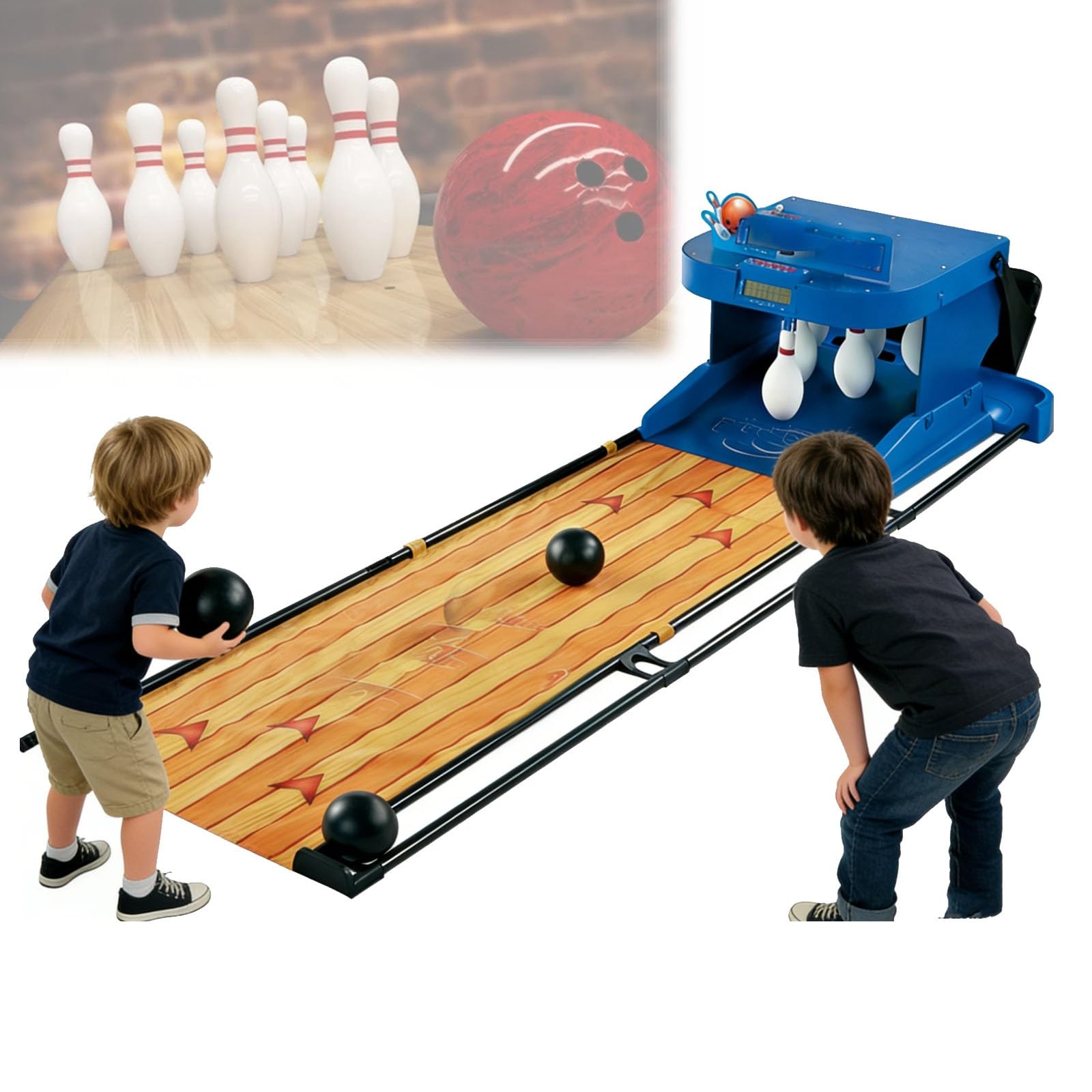 Home Electronic Bowling Machine, Travel-Friendly Bowling Set, Electronic Bowling Alley Game with Automatic Reset/Lighting/Simulation Sound Effect/LED Scoreboard.(2m)
