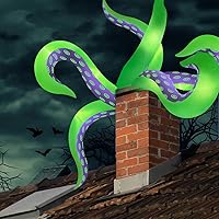 Vista 4 de Paquete de 2 tentáculos inflables de pulpo, 7.2 pies, inflables gigantes para exteriores, patas de pulpo, decoración creativa de Pascua con luces