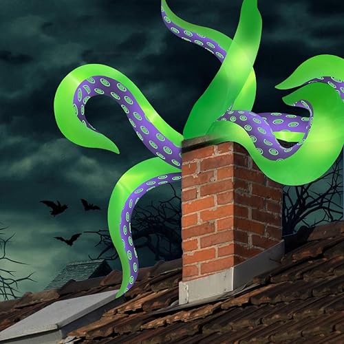 Miniatura 4 de Paquete de 2 tentáculos inflables de pulpo de Halloween, 7.2 pies, inflables gigantes de Halloween para exteriores, patas de pulpo, decoración
