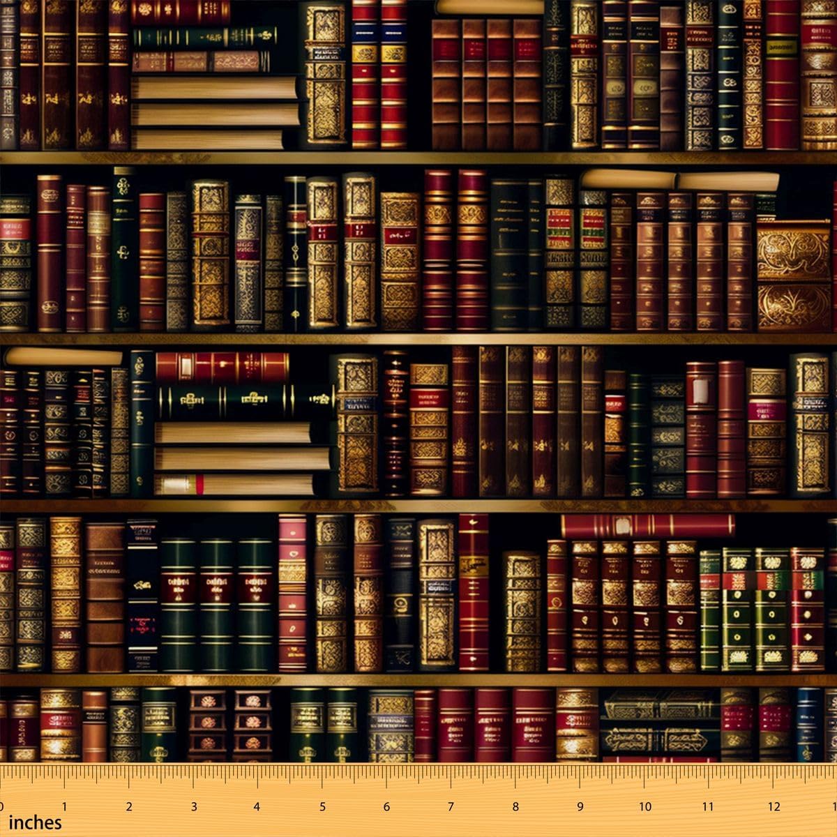 Vintage Bookshelf Fabric,1 Yard Pre-Cut,36" L x 59" W