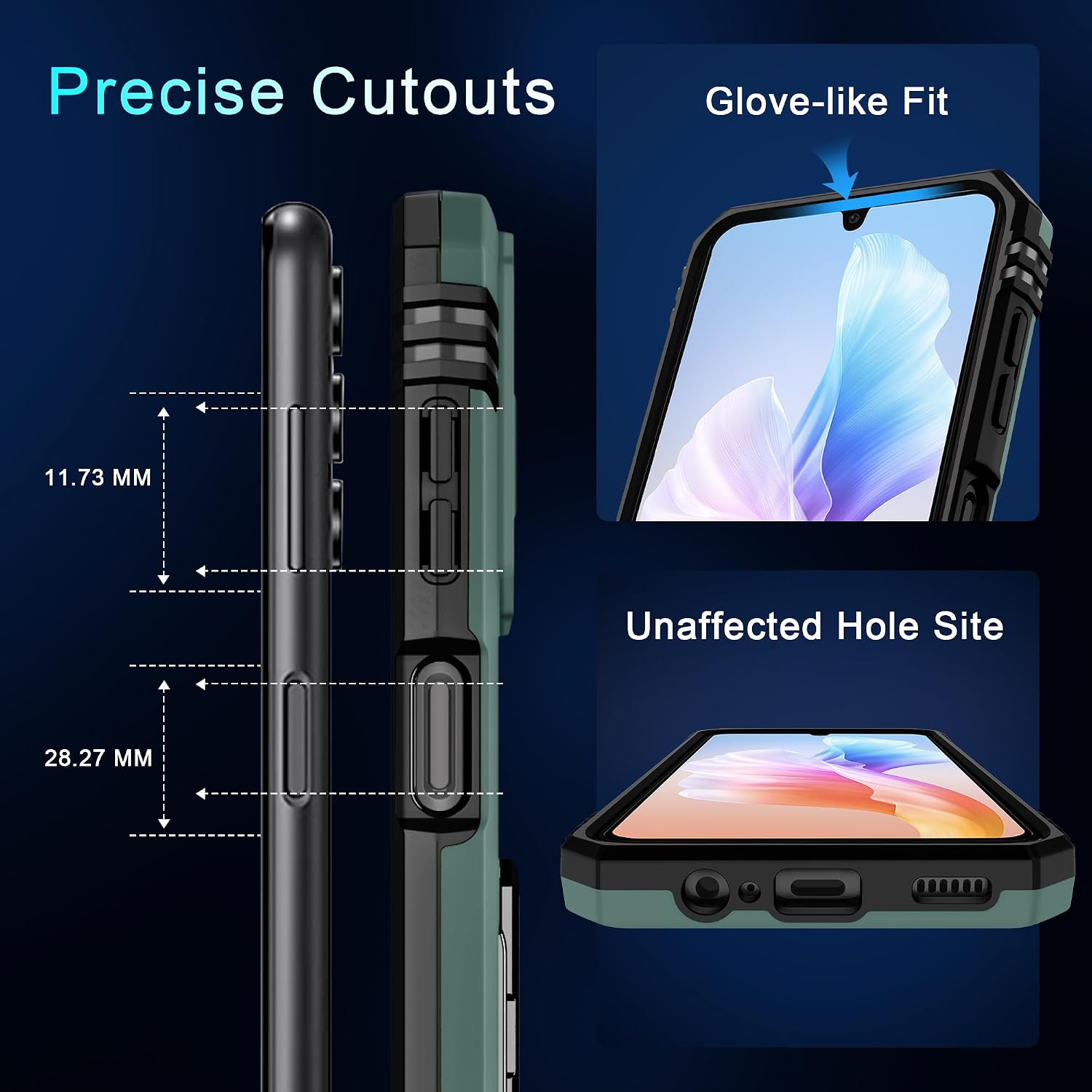 DEERLAMN Case for Samsung Galaxy A15 5G with Slide Camera Cover+Screen Protector (1 Pack), Rotated Ring Kickstand Military Grade Shockproof Protective Cover-Green thumbnail