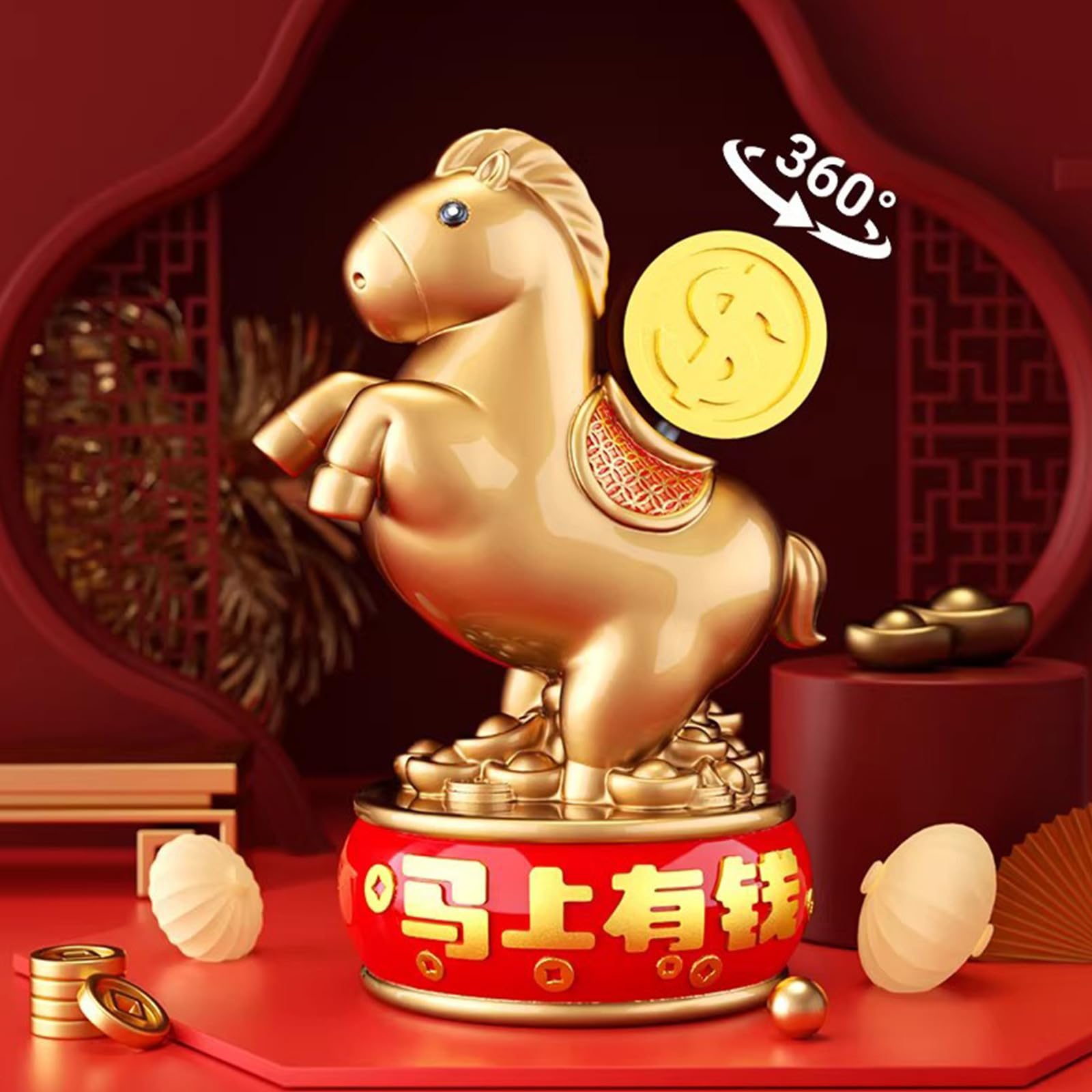 Figuras de caballo de año nuevo chino, adorno de escritorio, estatuas de resina del zodiaco que traen la suerte, riqueza, decoración de oficinas en el hogar, estatuas de caballos