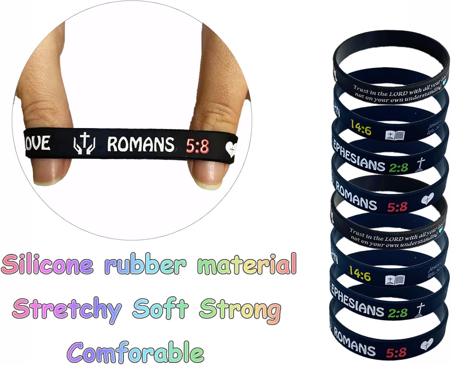 32Pcs Bible Verse Bracelets Rubber Christian Scripture