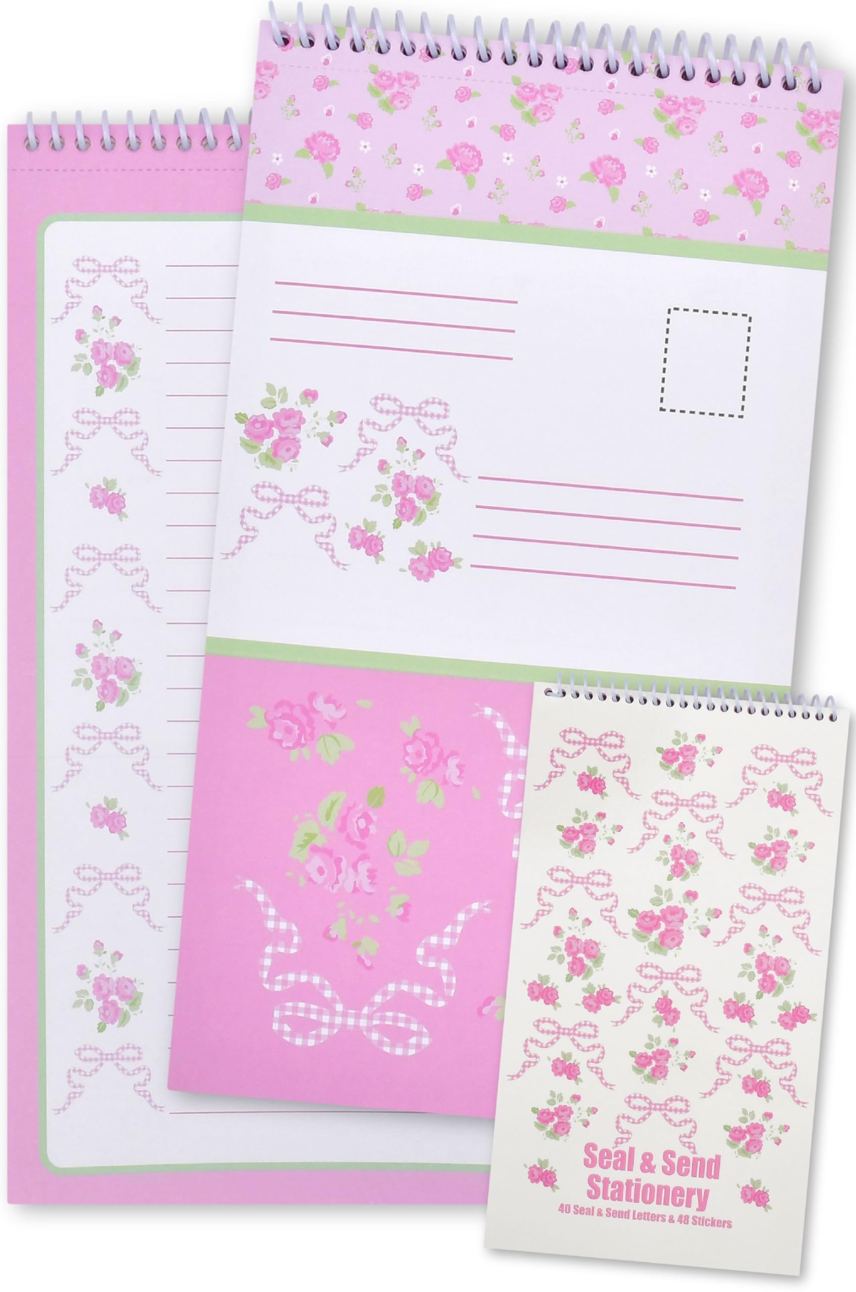 iscream Fold and Send Girls Stationery Card Pad with Seals - Pretty in Pink