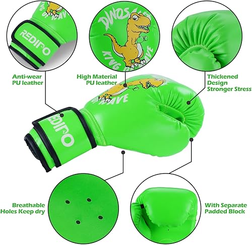Miniatura 2 de Redipo Kids Boxing Gloves for Boys and Girls, Youth Boxing Training Gloves for Kids 3-15, 4&6OZ Punching Bag Kickboxing Thai Mitts MMA Training