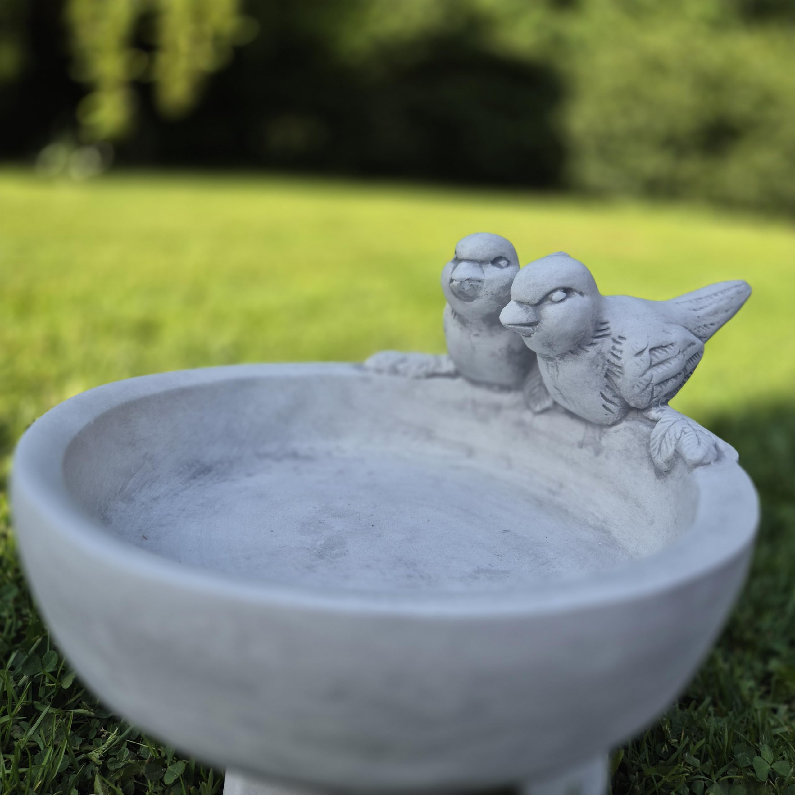 FABRIQ Abreuvoir 36 cm – 7 kg en pierre coulée – Abreuvoir classique pour oiseaux avec motif d'oiseau – Résistant aux intempéries et au gel – Décoration de jardin